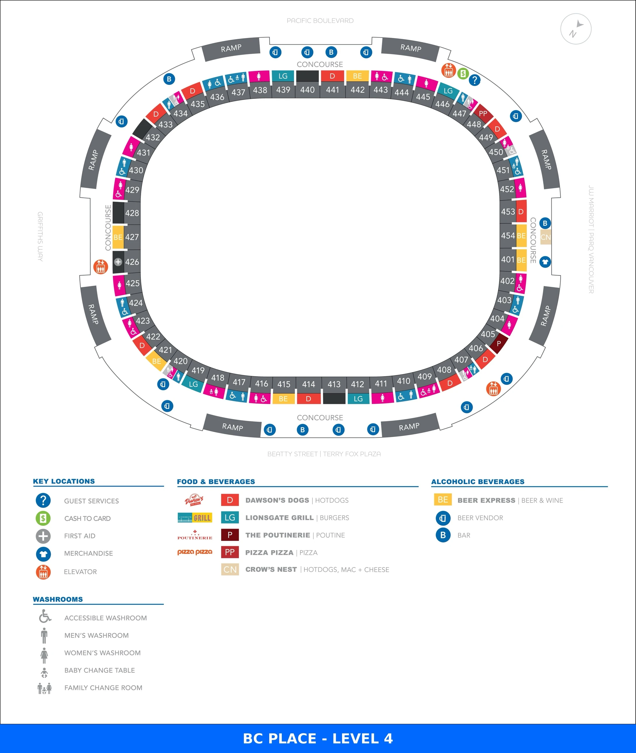 BC Place Level 4 (upper bowl) seating chart