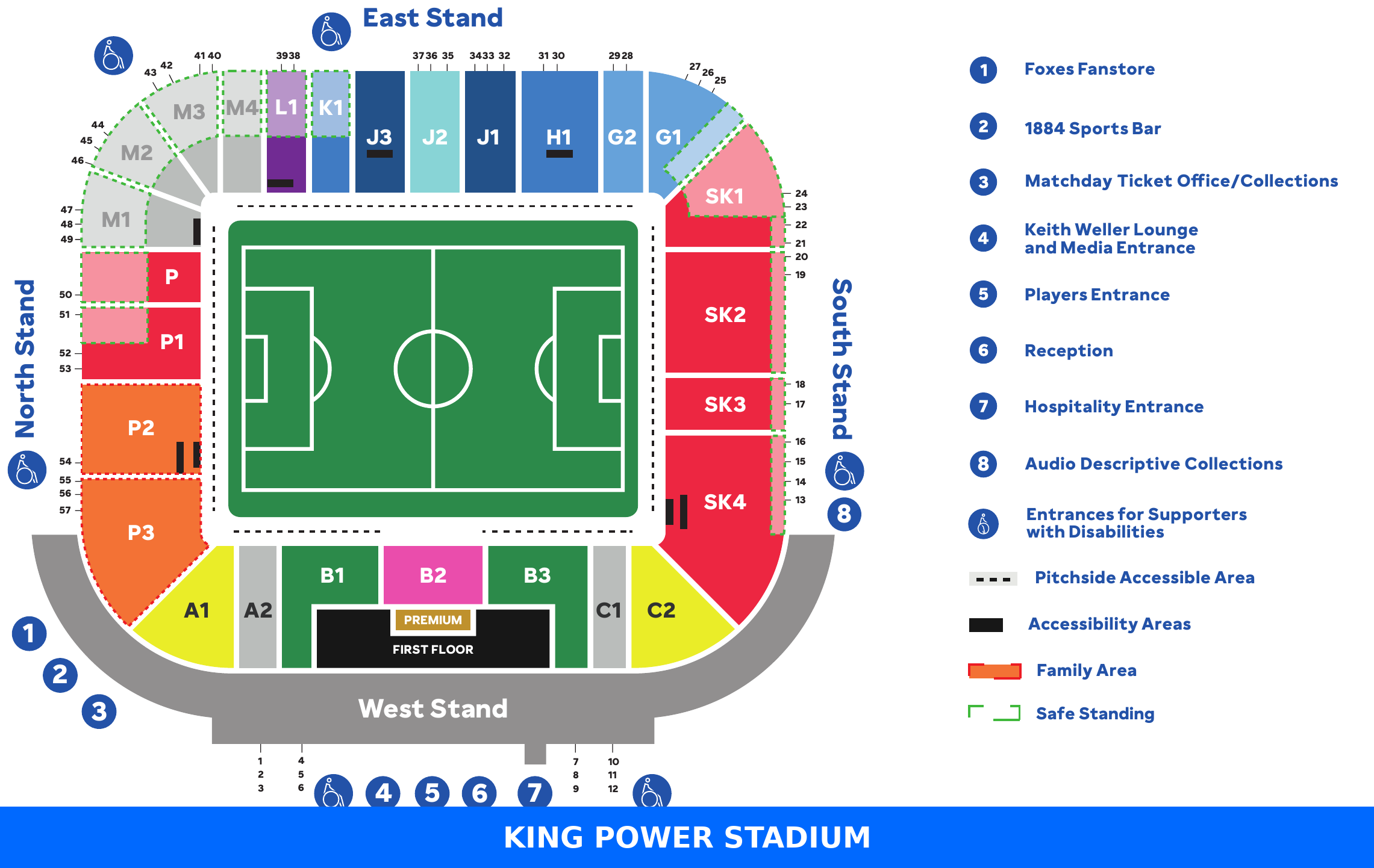 King Power Stadium seating plan